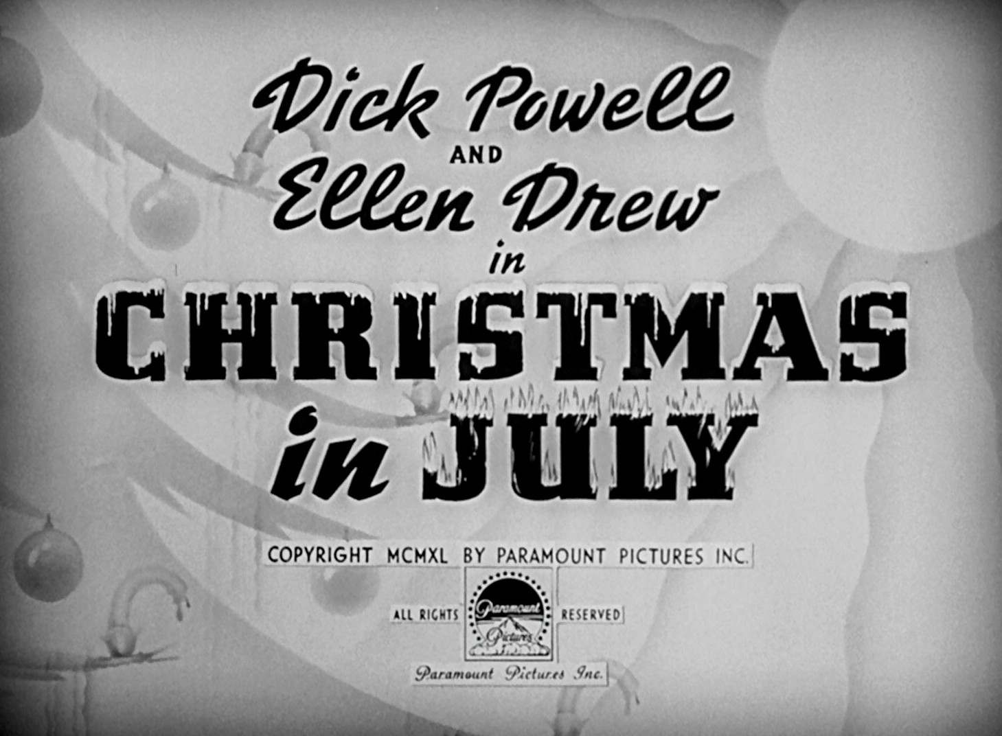 Christmas in July (1940) —  shot,  lighting