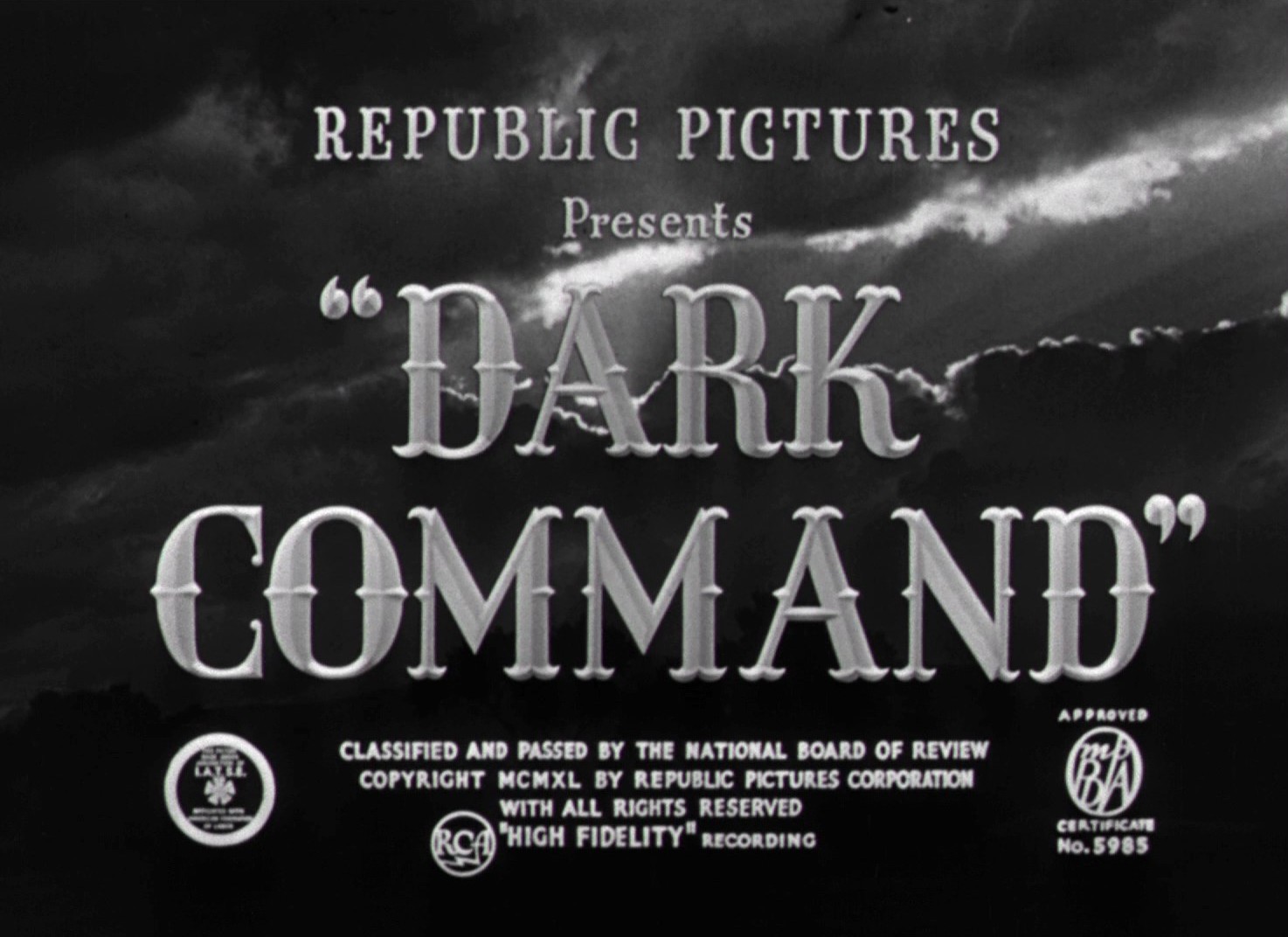 Dark Command (1940) —  shot,  lighting