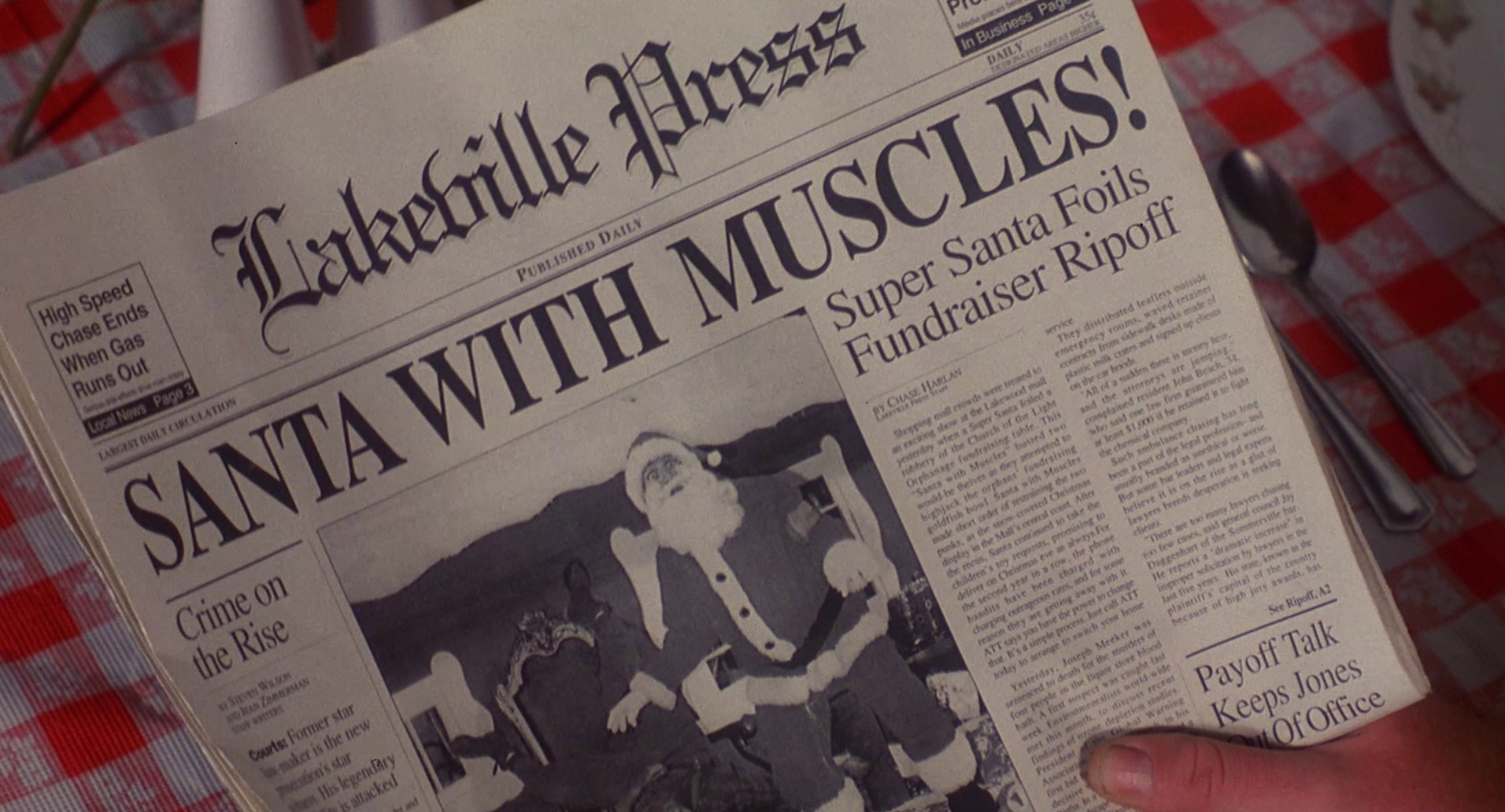 Santa with Muscles (1996) —  shot,  lighting
