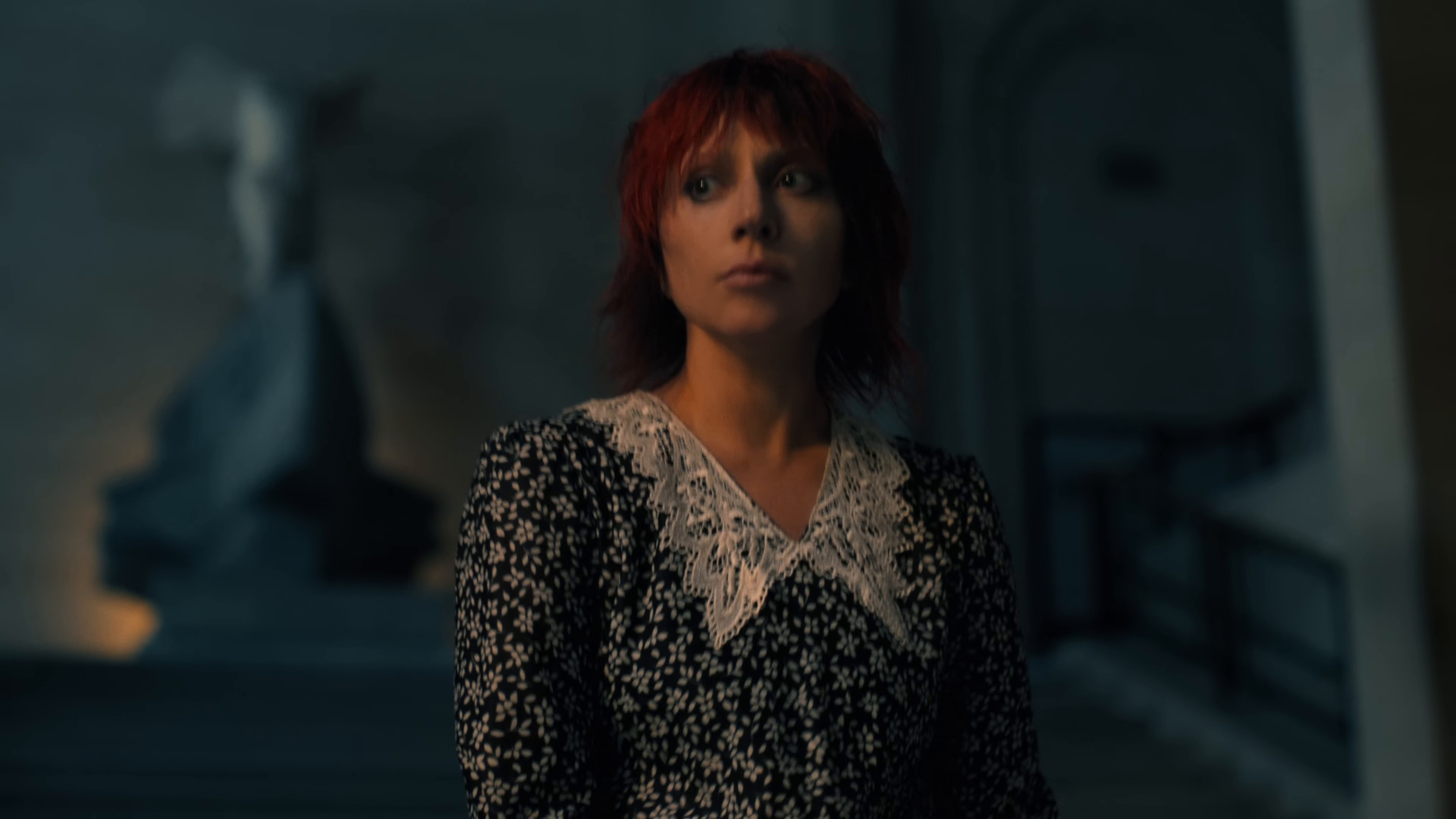 Joker Folie à Deux x Louvre | Lady Gaga, Mona Lisa (2024) —  shot,  lighting